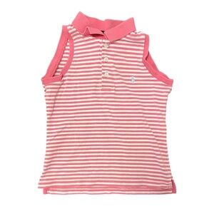 Ralph Lauren Girls Pink Striped Sleeveless Polo Top Size Medium